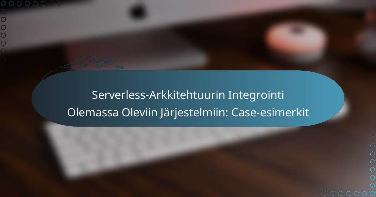 Serverless-Arkkitehtuurin Integrointi Olemassa Oleviin Järjestelmiin: Case-esimerkit