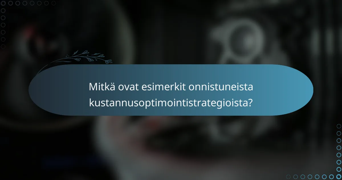 Mitkä ovat esimerkit onnistuneista kustannusoptimointistrategioista?