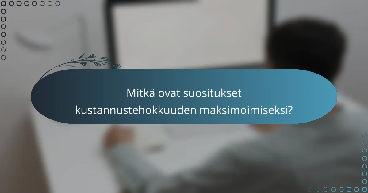 Mitkä ovat suositukset kustannustehokkuuden maksimoimiseksi?