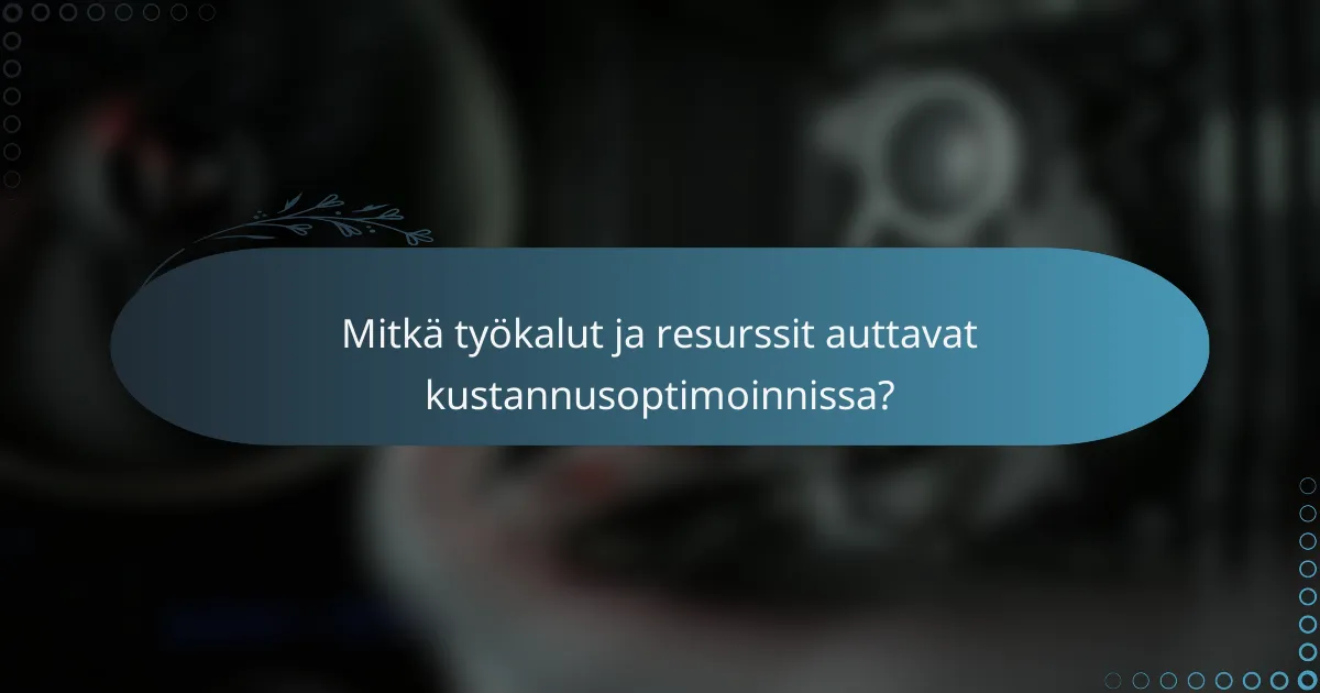 Mitkä työkalut ja resurssit auttavat kustannusoptimoinnissa?